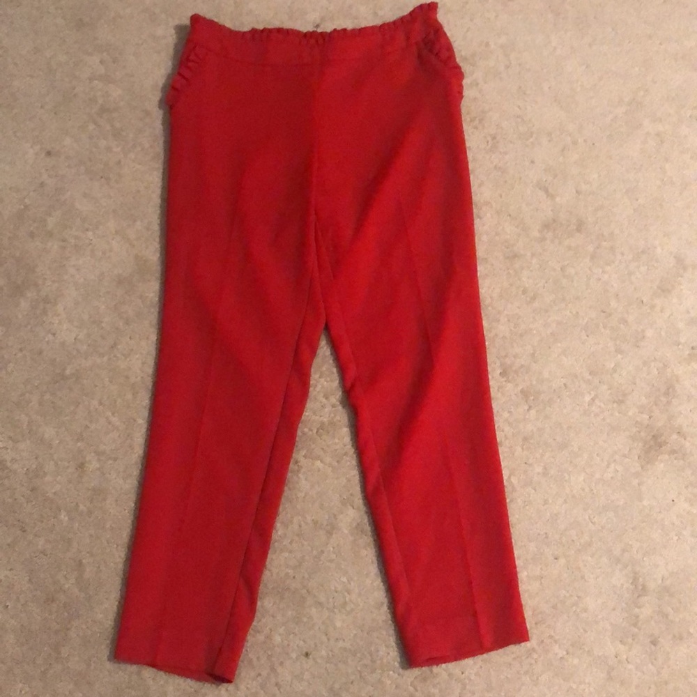 SOHO Apparel Ltd Red Straight Slim Stretch Pants Womens M